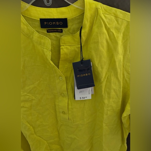 NWT Piombo Women’s Vibrant Yellow Mandarin Collar 3/4 Sleeve Top; Size IT 44 - Picture 4 of 12